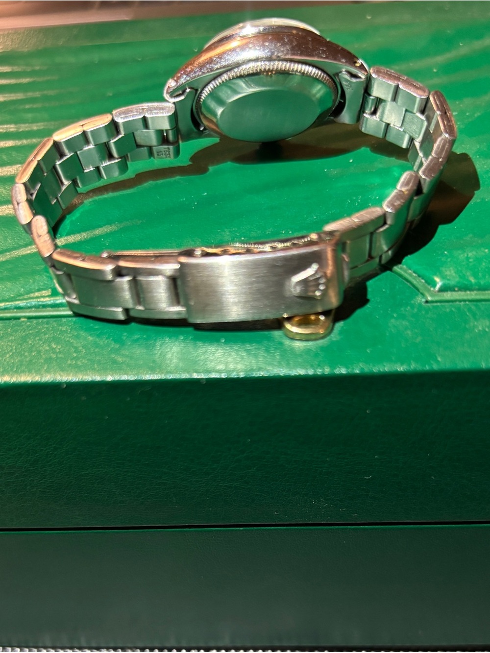 Estate $8000 ROLEX DATEJUST Pink MOP Emerald Diamond SS Ladies Watch - Picture 15 of 15